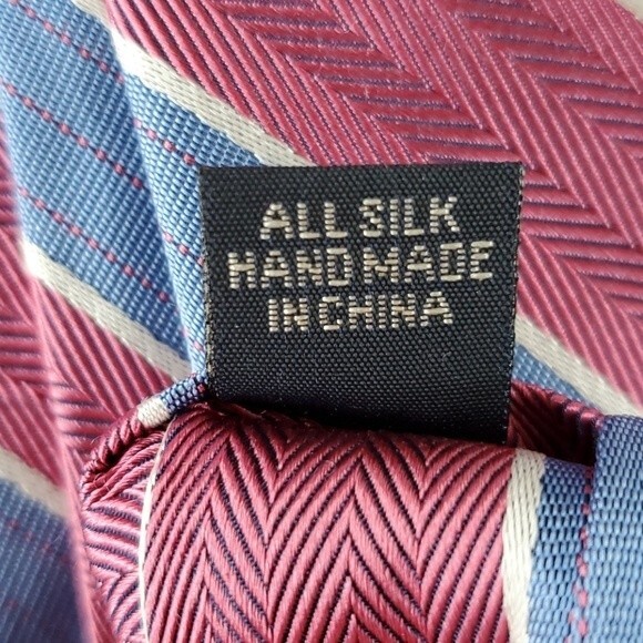 SHORE & SINGER 100% SILK TIE PINK BLUE 3.25 - Picture 6 of 6